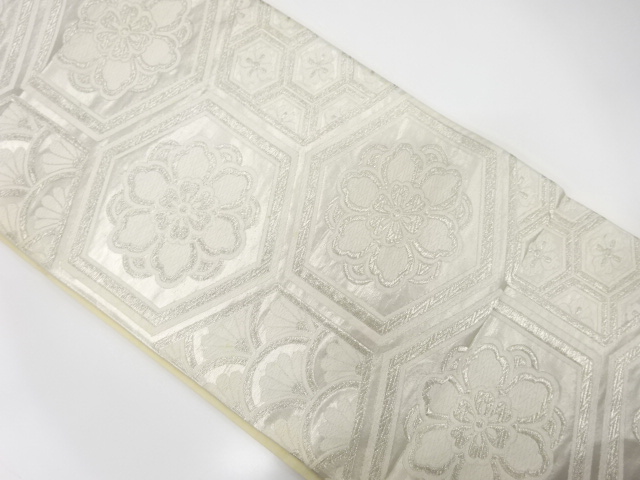 JAPANESE KIMONO / ANTIQUE FUKURO OBI / SILK / WOVEN FLORAL KIKKO